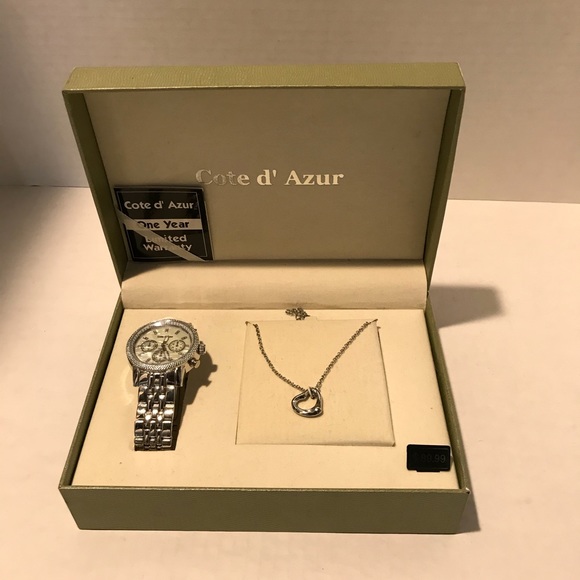 COTE D’AZUR WATCH HEART NECKLACE SET. - Picture 2 of 8